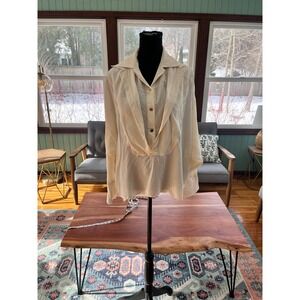Atlein Cream Silk Blend Batwing Sleeve Blouse Size 40 CH11202 Made in Romania